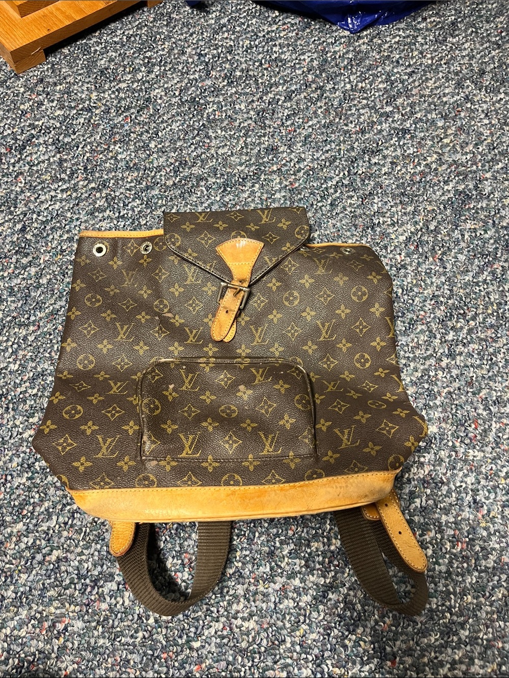 Louis Vuitton Monogram Canvas Backpack in Brown and Tan Leather Trim